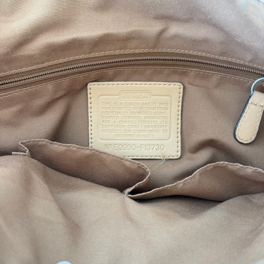 Coach Ergo Pleated Hobo Tan Leather Shoulder Bag F13730 Vintage Buckle Strap - Picture 3 of 15